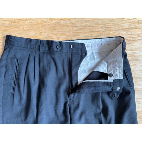 YSL Yves Saint Laurent Pour Homme Mens Trousers Black Wool Blend Cuff 38 x 34 - Picture 5 of 11